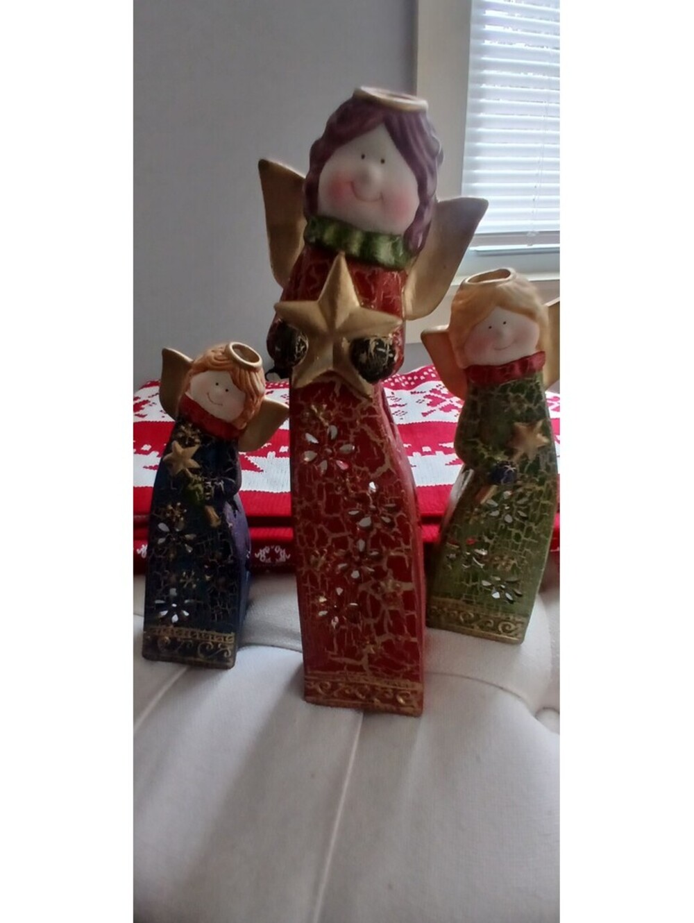 Angel ceramic candle holders Christmas holiday